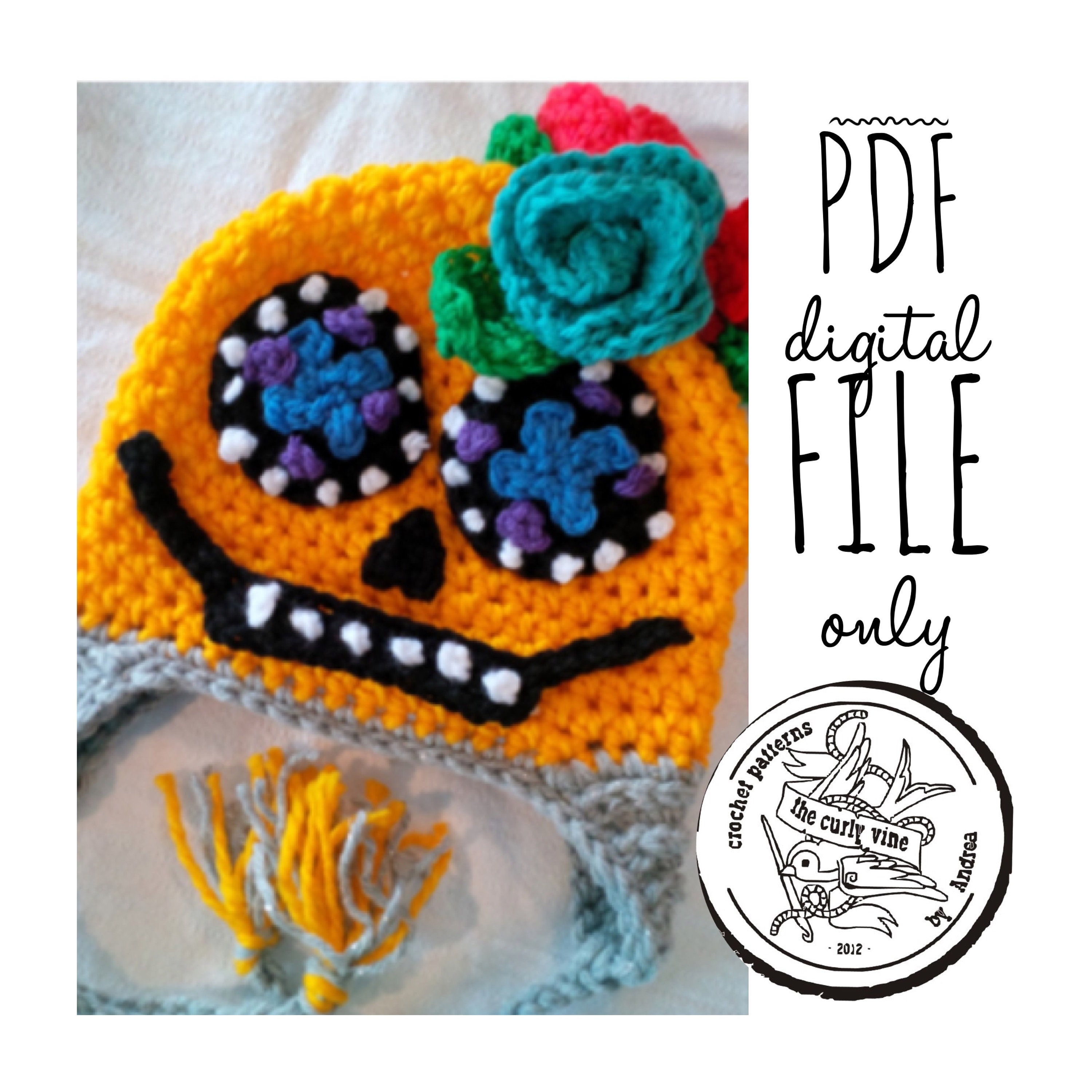 Crochet Sugar Skull Hat Pattern | Etsy 