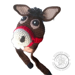Crochet Donkey Hat Pattern PDF, Digital Download