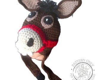 Crochet Donkey Hat Pattern PDF, Digital Download