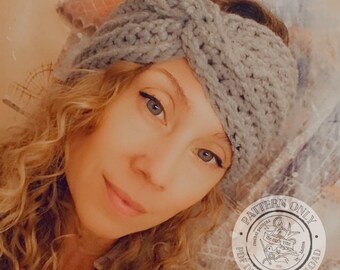 Crochet Headband Pattern PDF - Boho Cozy Twisty Headband, Digital Download