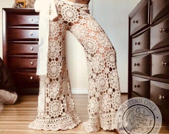 Crochet Pants Pattern PDF - Mermaid Lace Pants, Digital Download