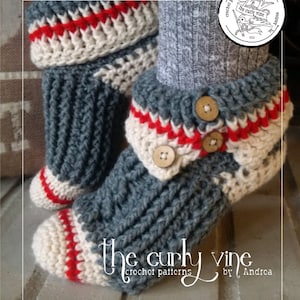 Sock Monkey Slippers PDF Crochet Pattern image 2