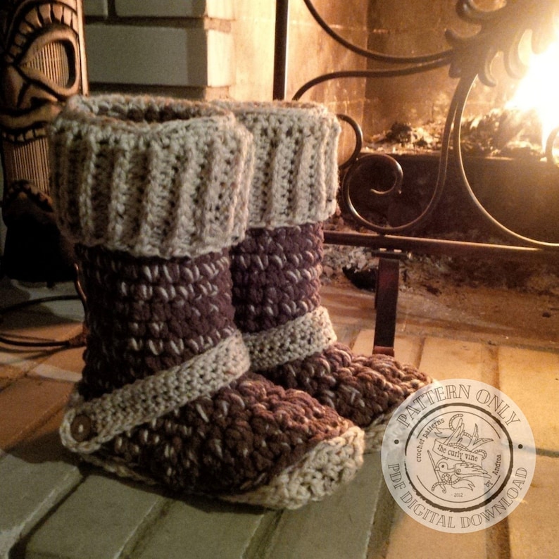 Crochet Slipper Pattern PDF - Boot Slippers, Digital Download image 1