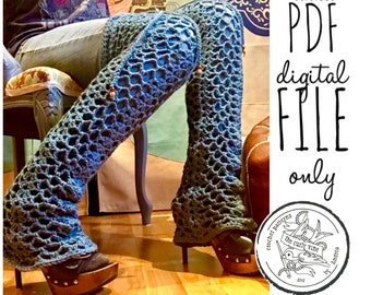 Boho Thigh High Crochet Leg Warmers PDF Crochet Pattern