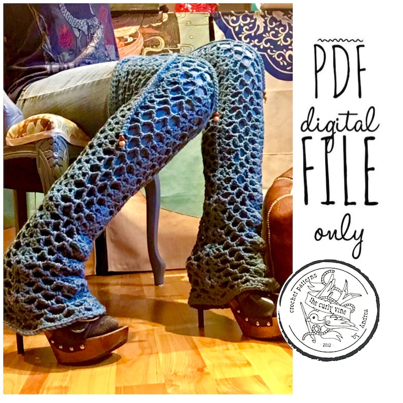Buy Boho Thigh High Crochet Leg Warmers PDF Crochet Pattern Online in
