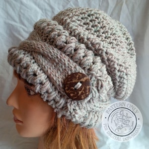 Crochet & Knit Hat Pattern PDF - Cable Slouchy Hat, Digital Download