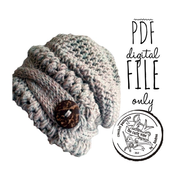 PATTERN ONLY!  Cable Knit and Crochet Slouchy Hat Pattern