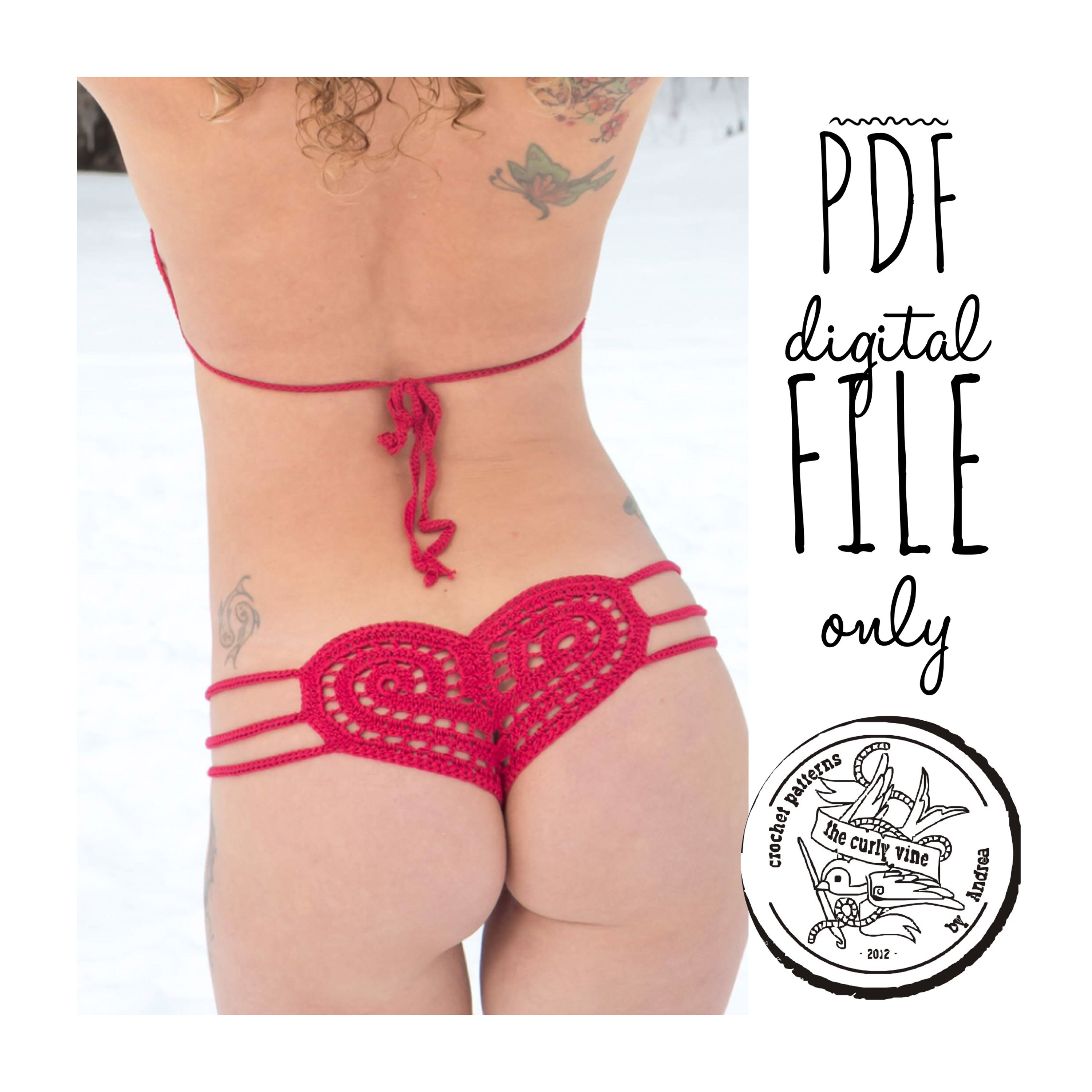 Heart Bikini PDF Crochet Pattern Digital File Only Etsy France