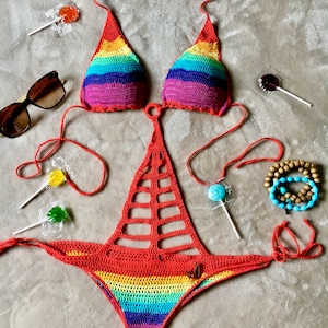 Rainbowkini Crochet Rainbow Monokini