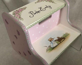 hand painted step stool, child's step stool, bathroom step stool, kids step stools