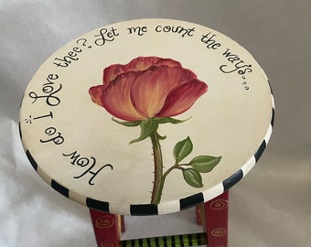 hand painted bar stool, rose bar stool, flower bar stool