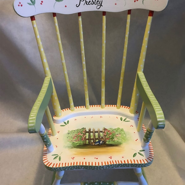 child's rocking chair, hand painted rocking chair, baby shower gift, new baby gift, personalized rocking chairs