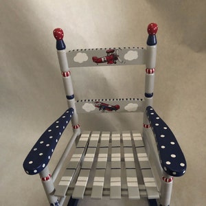 airplane rocking chair, hand painted child's rocking chair, baby shower gifts