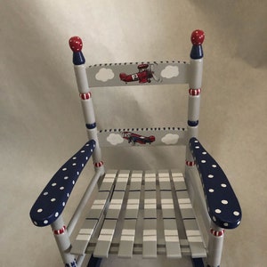 Airplane Rocking Chair, Hand Painted Child's Rocking Chair, Baby Shower ...
