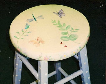 bar stools, kitchen bar stools, painted bar stools, butterfly bar stool, hand painted bar stools, kids bar stools
