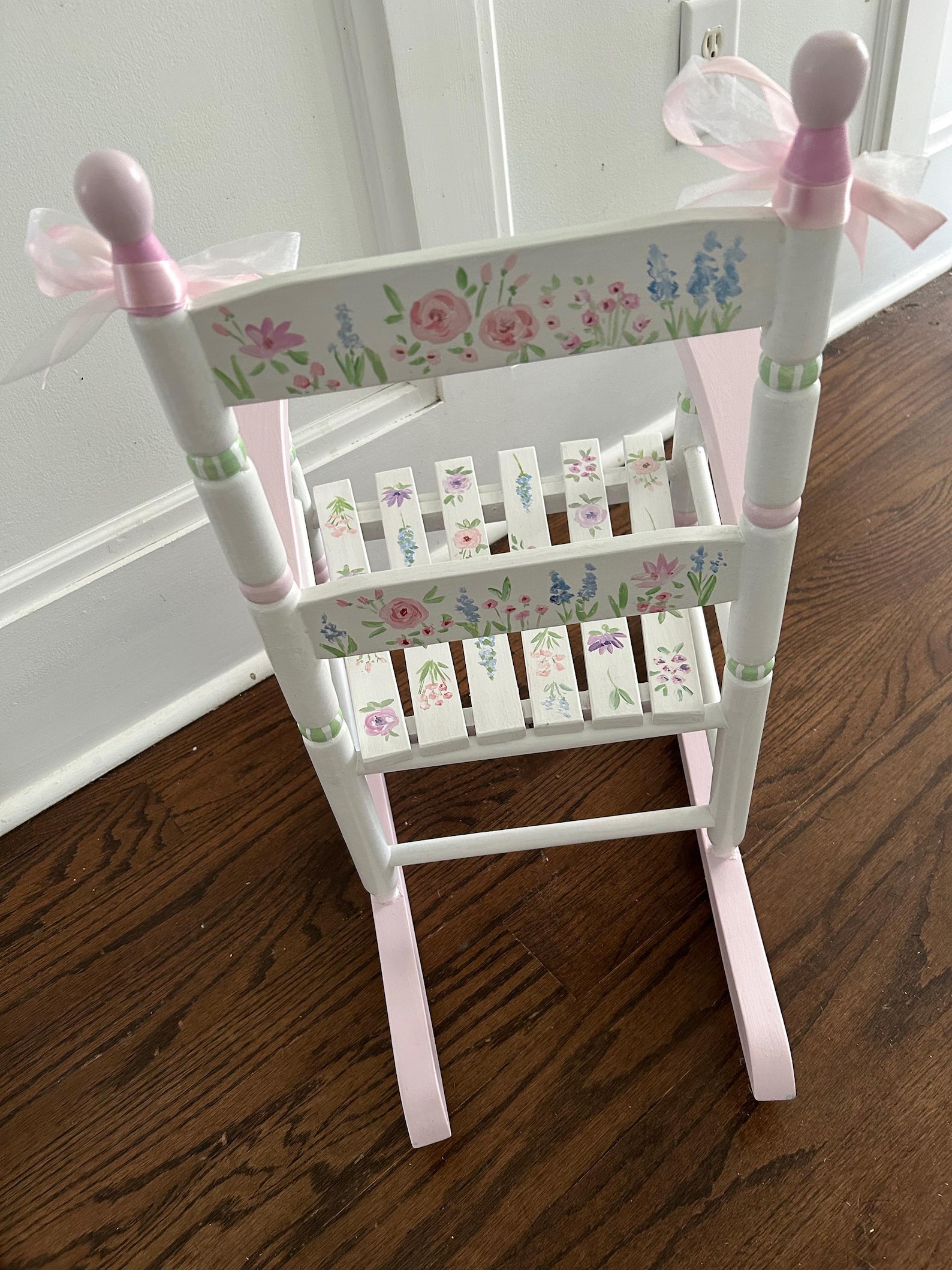 Spring Rocking Chair Design Spring Flowers Rocking Chair, Toddler Rocker, Hand Painted Rocking ...