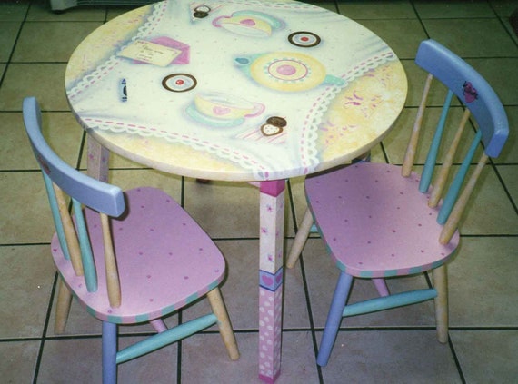 Kids Table And Chairs Set Girls Tea Table Set Children S Etsy