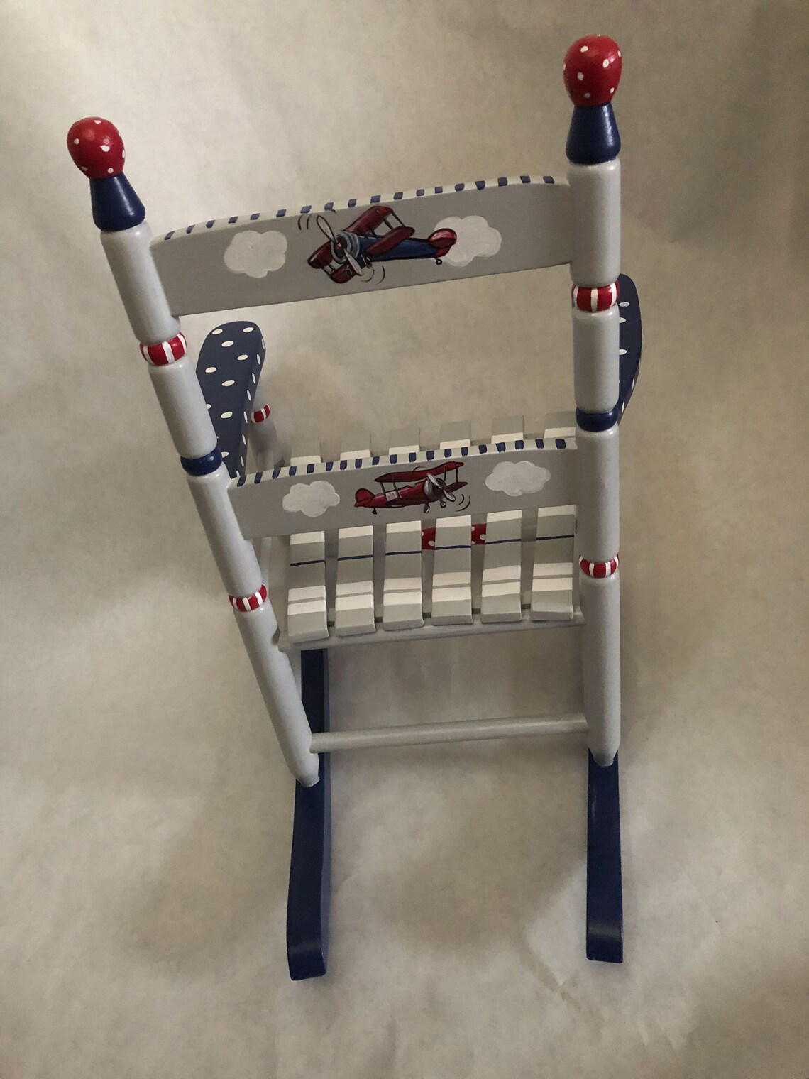 Airplane Rocking Chair, Hand Painted Child's Rocking Chair, Baby Shower ...