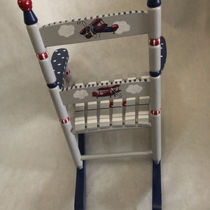 Airplane Rocking Chair, Hand Painted Child's Rocking Chair, Baby Shower ...