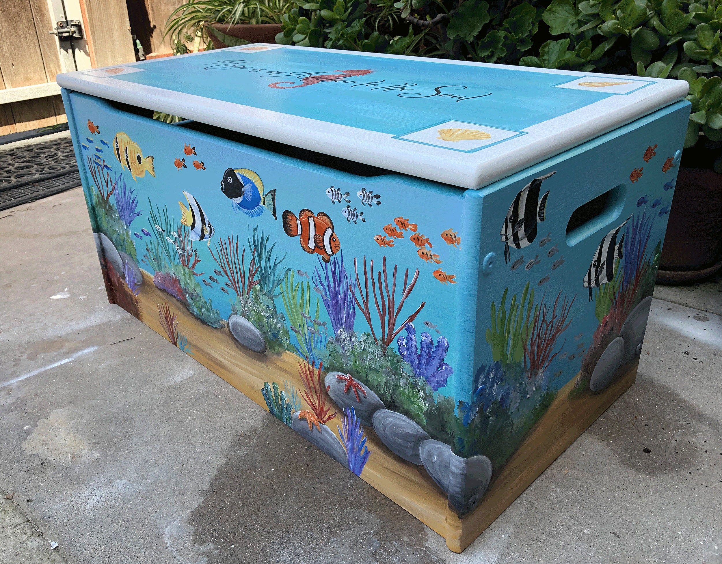 Fish Toy Box Hand Painted Storage Chest Children's Etsy