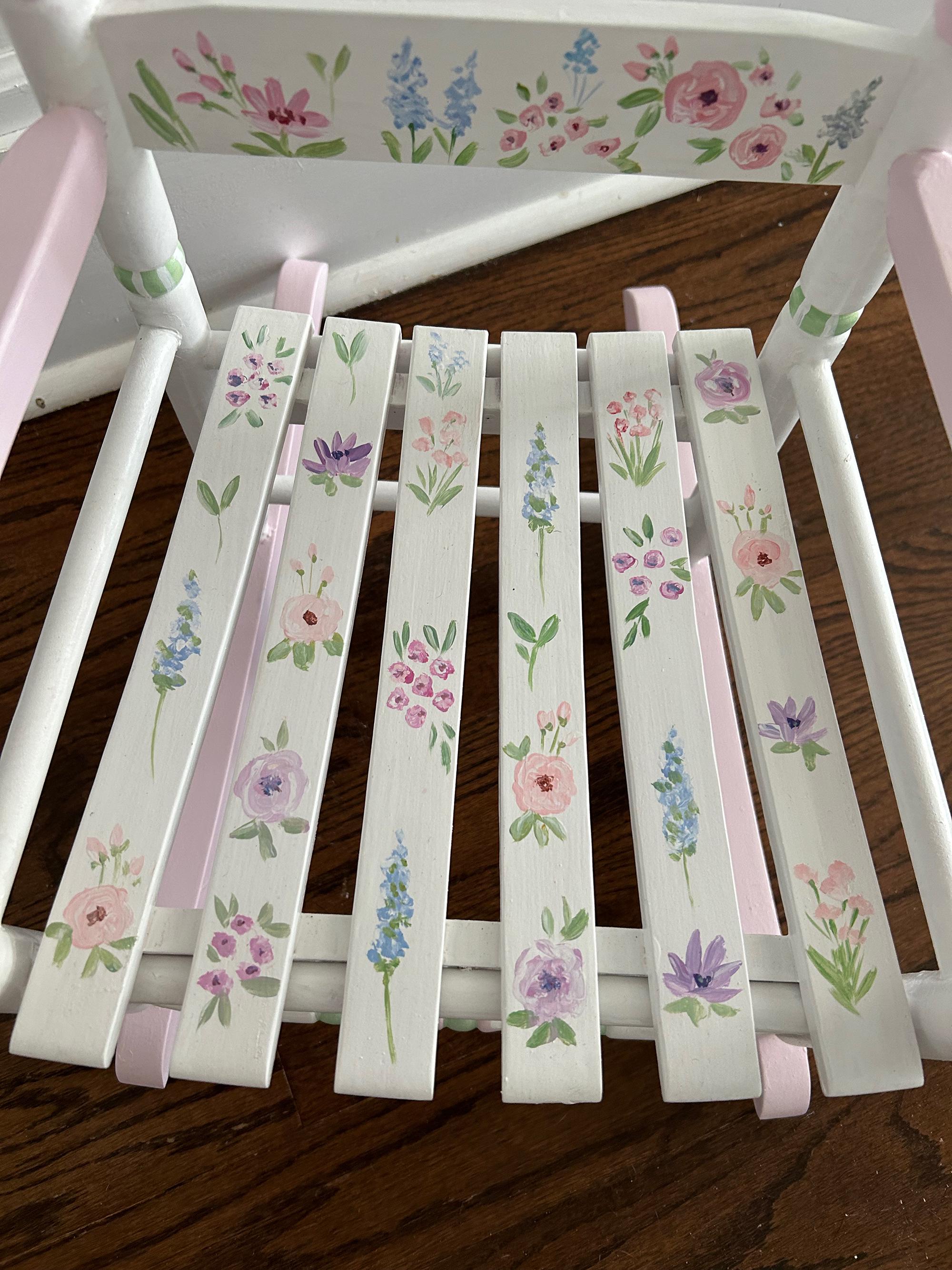 Spring Rocking Chair Design Spring Flowers Rocking Chair, Toddler Rocker, Hand Painted Rocking ...