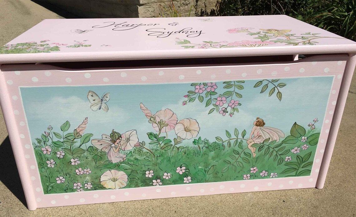 Pink Fairy Toy Box Hand Painted Toy Box Children's Hand Etsy
