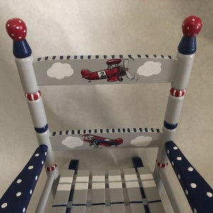 Airplane Rocking Chair, Hand Painted Child's Rocking Chair, Baby Shower ...