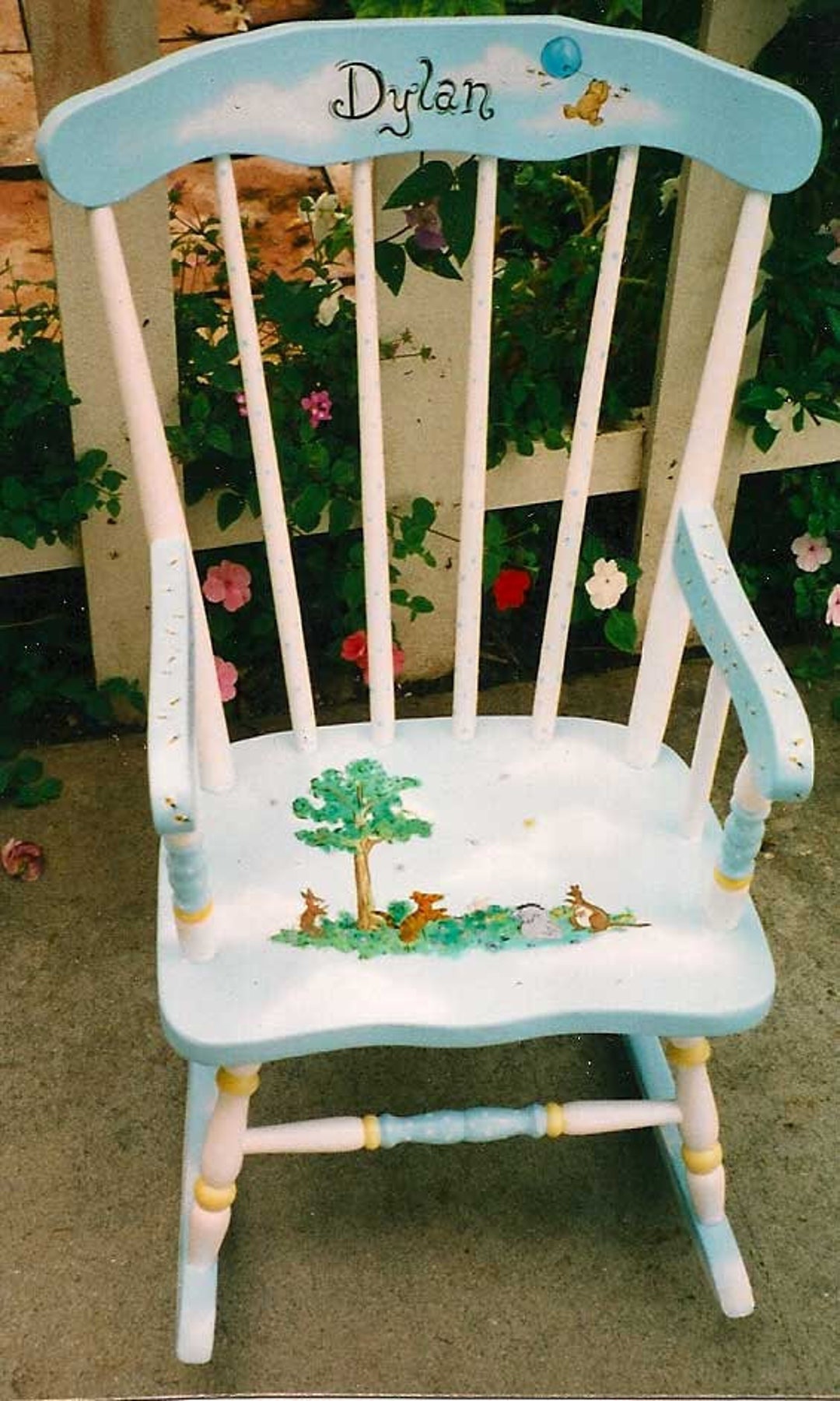 Kids Painted Rocking Chairs, Classic Pooh Rocking Chair, Hand Painted ...