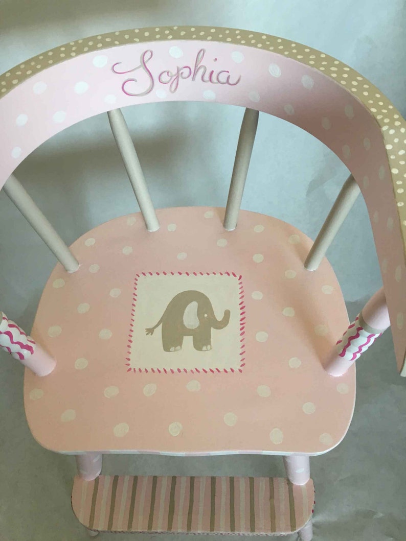 Pink elephant youth chair hand painted children's Etsy