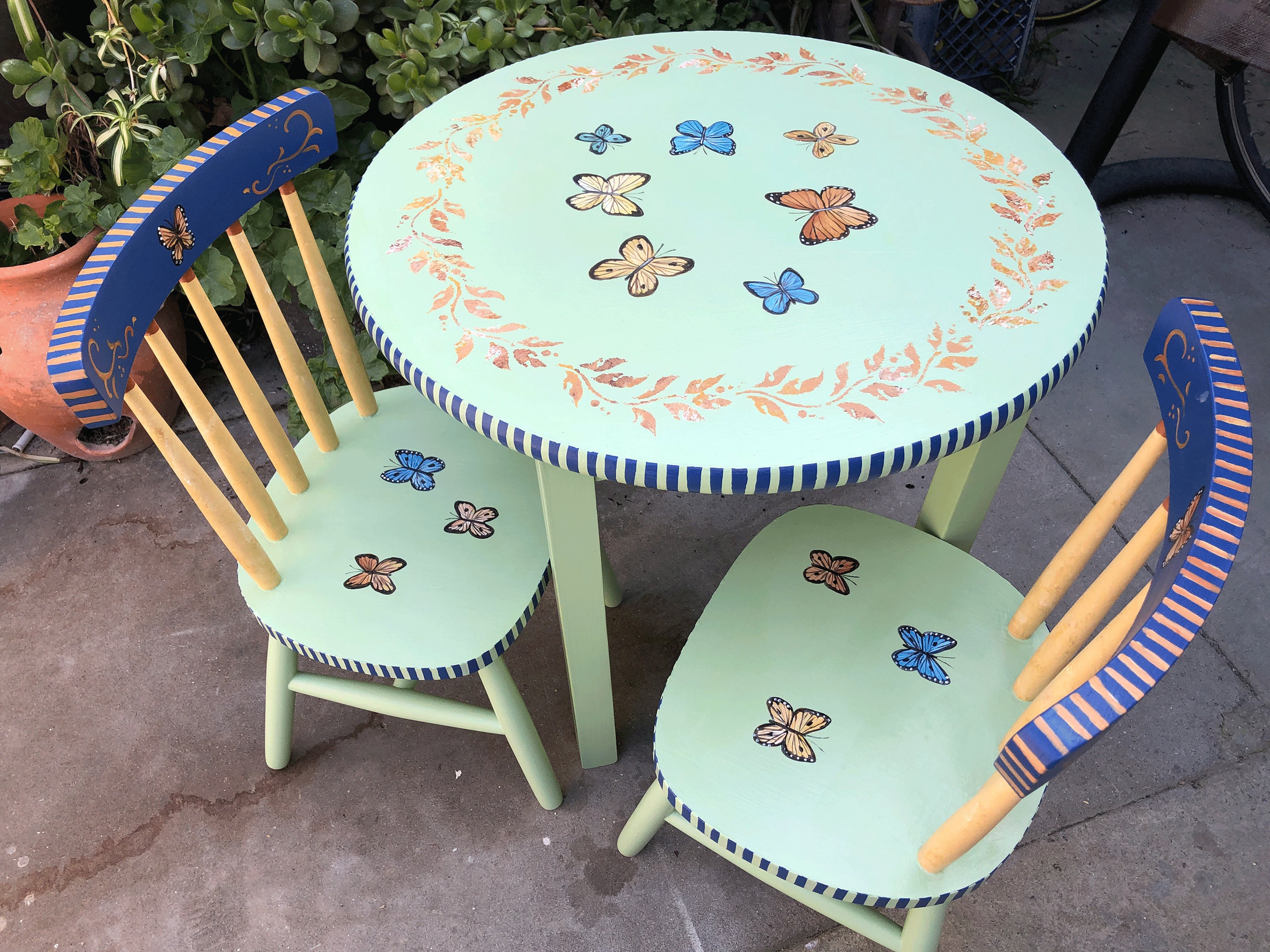 Kids Butterfly Table Chair Set Custom Kids Furniture Hand