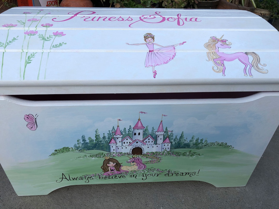 Princess Toy Box Hand Painted Toy Box Girls Toy Box Hand - Etsy