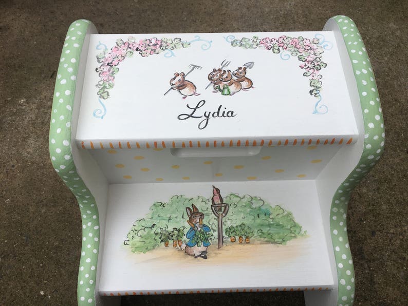 children/'s furniture hand painted step stool wood step stool child/'s painted step stool