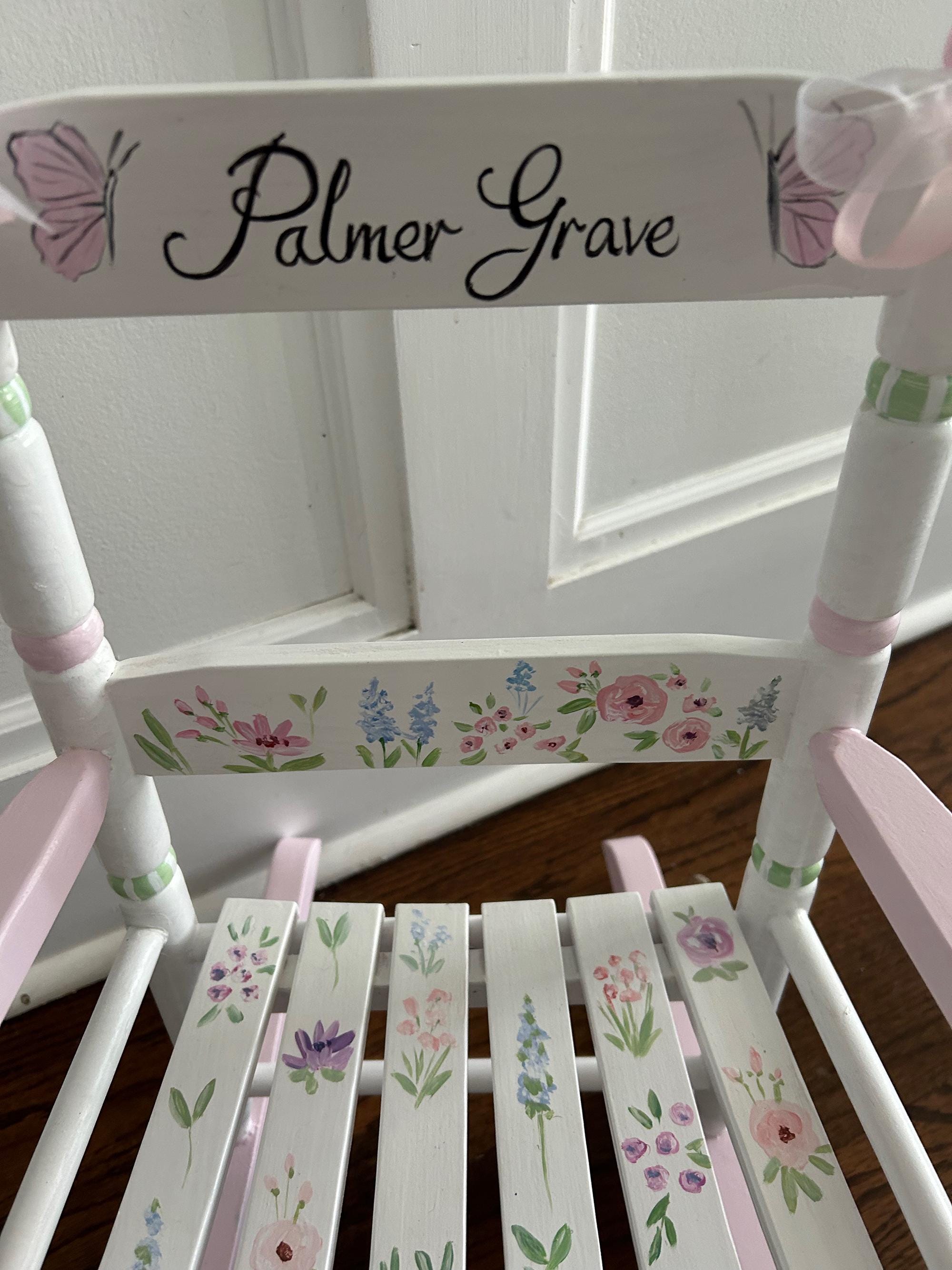 Spring Flowers Rocking Chair, Toddler Rocker, Hand Painted Rocking