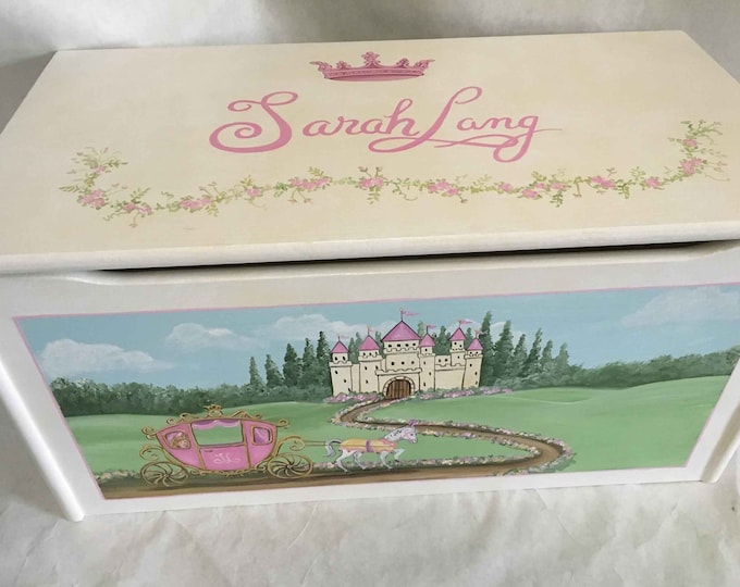 Castle Toy Box, Custom Toy Chest, Hand Painted Toy Box, Girls Toy Box