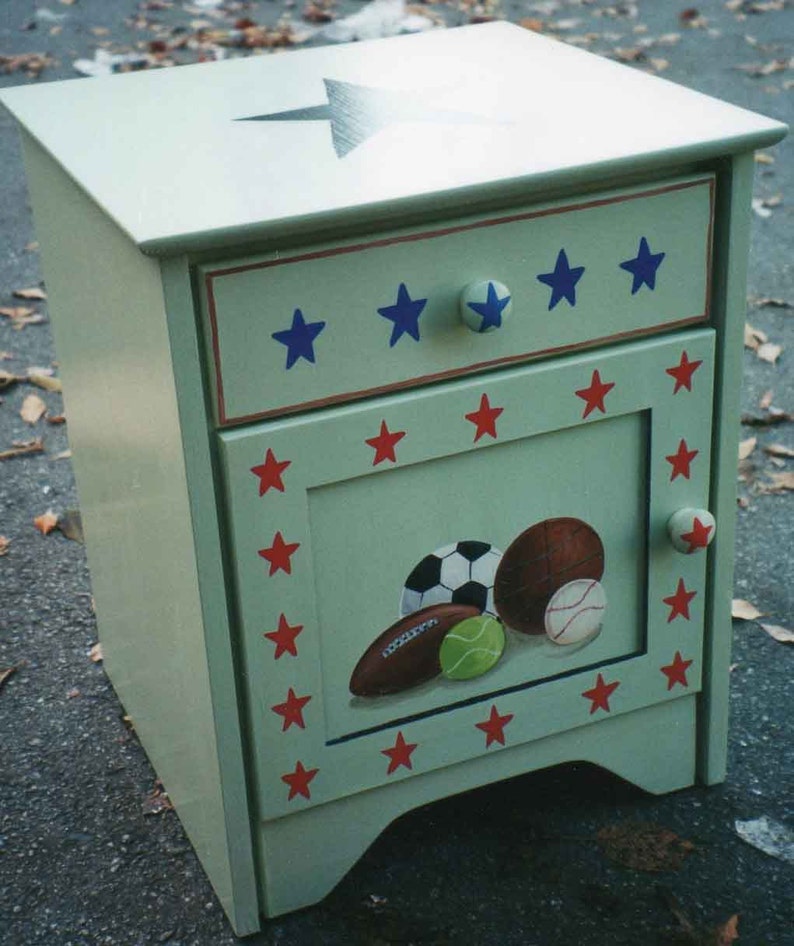Child S Sports Night Stand Hand Painted Kids Image 0