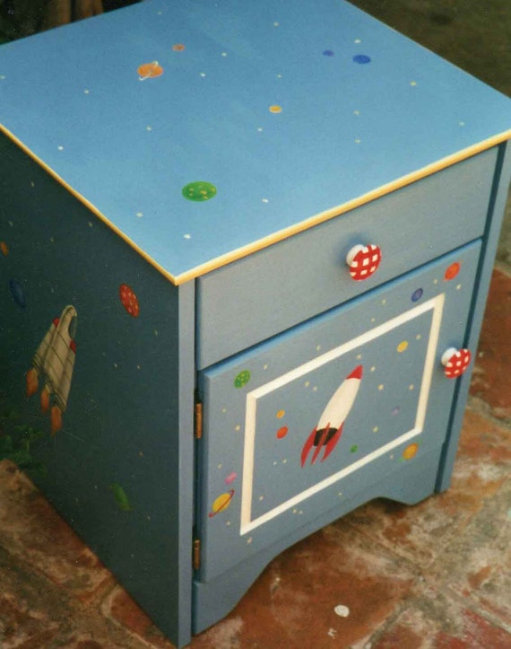 Bedroom Furniture Space Ship Night Stand Kids Painted Night Etsy
