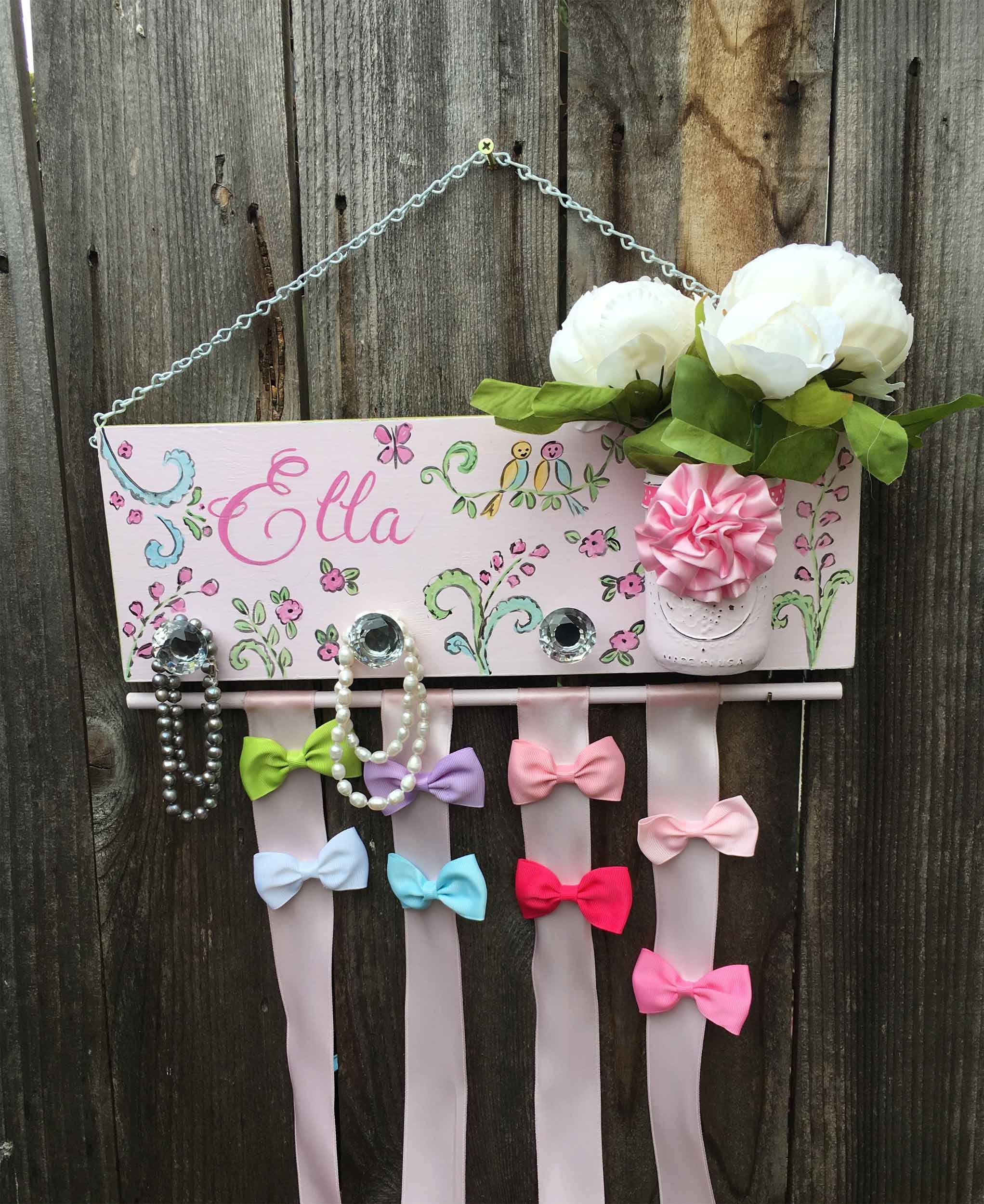 Bow Holder Bow Organizer Painted Hair Bows Holder Girls Etsy UK