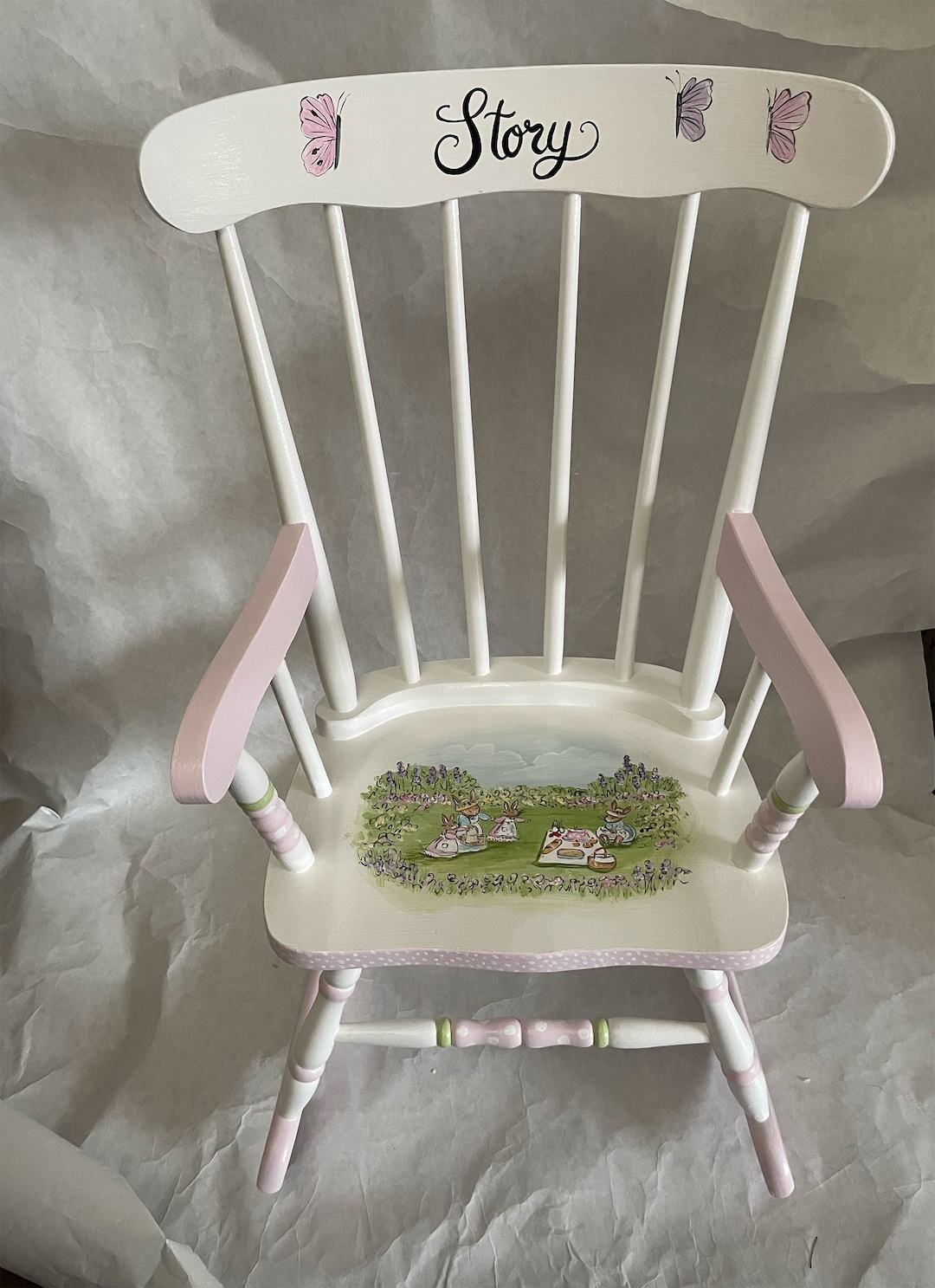 Child's Rocking Chair, Hand Painted Kids Rocking Chair, Baby Shower ...