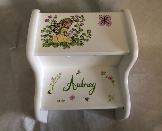 hand painted step stool girls step stool kids step stool personalized step stools fairies step stool