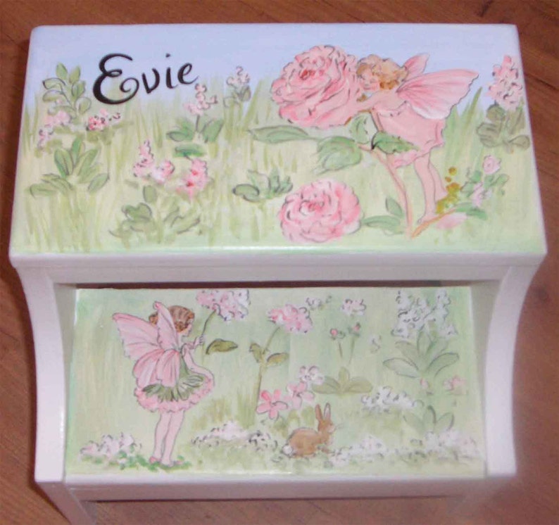 hand painted step stool girls step stool kids step stool personalized step stools fairies step stool