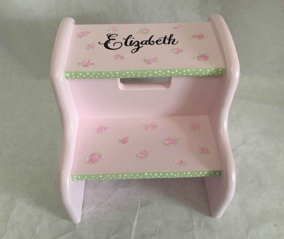 Kids Painted Step Stools Hearts and Flowers Step Stool Bathroom