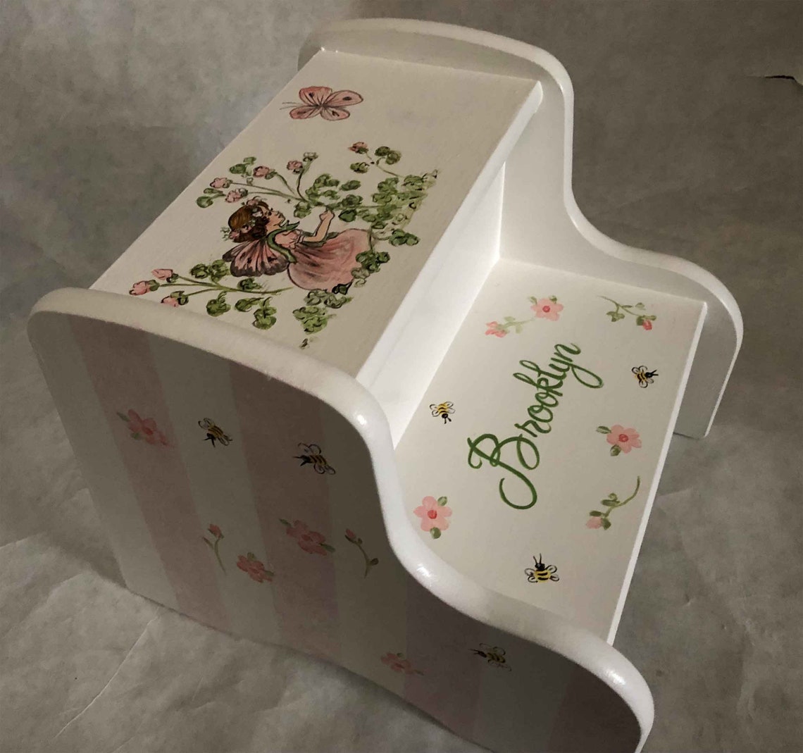 Hand Painted Step Stool Painted Kids Step Stools Fairy Step Etsy
