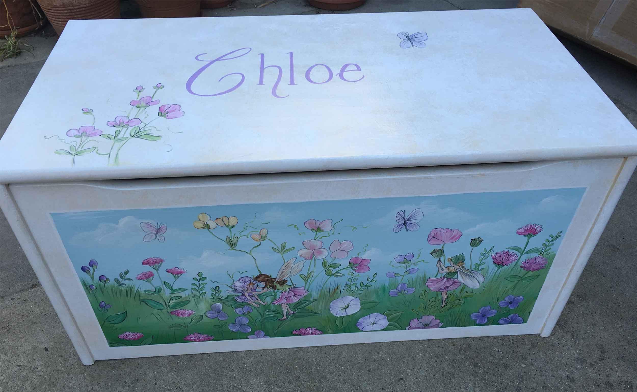 hand painted children s furniture White fairy toy box hand painted toy box girls toy box