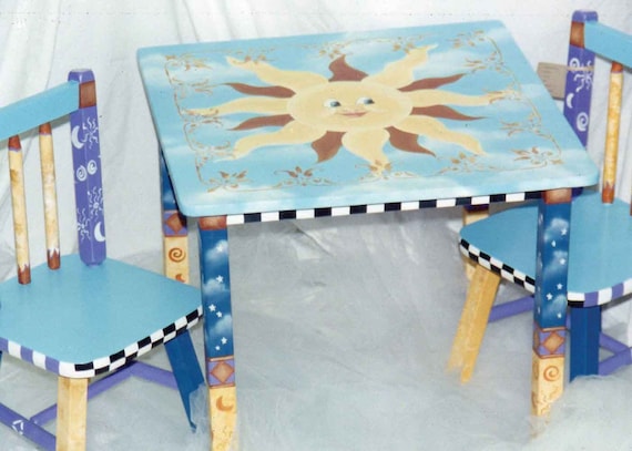 hand painted childrens table and chairs