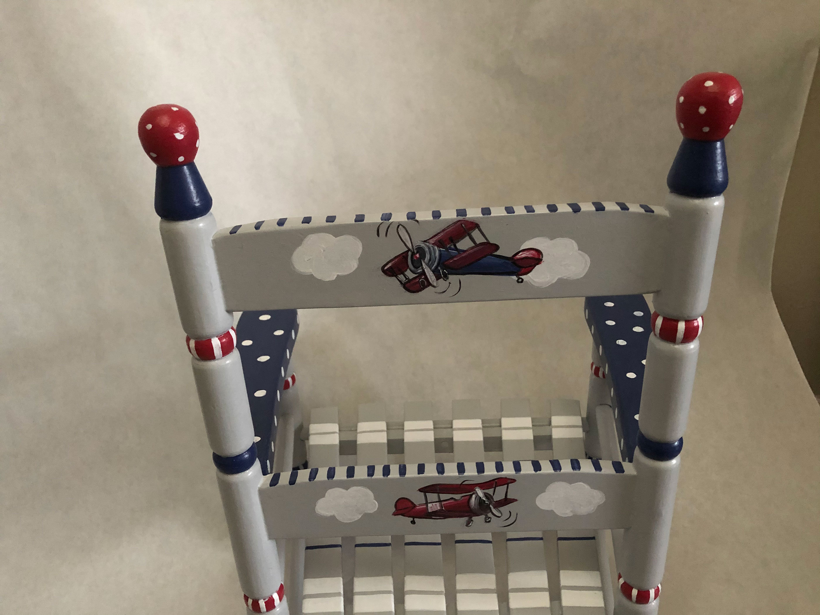 Airplane Rocking Chair, Hand Painted Child's Rocking Chair, Baby Shower ...