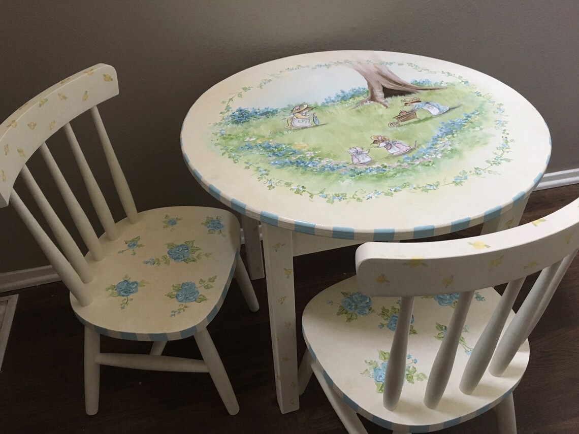 Hand Painted Table Set Children's Table and Chairs Etsy