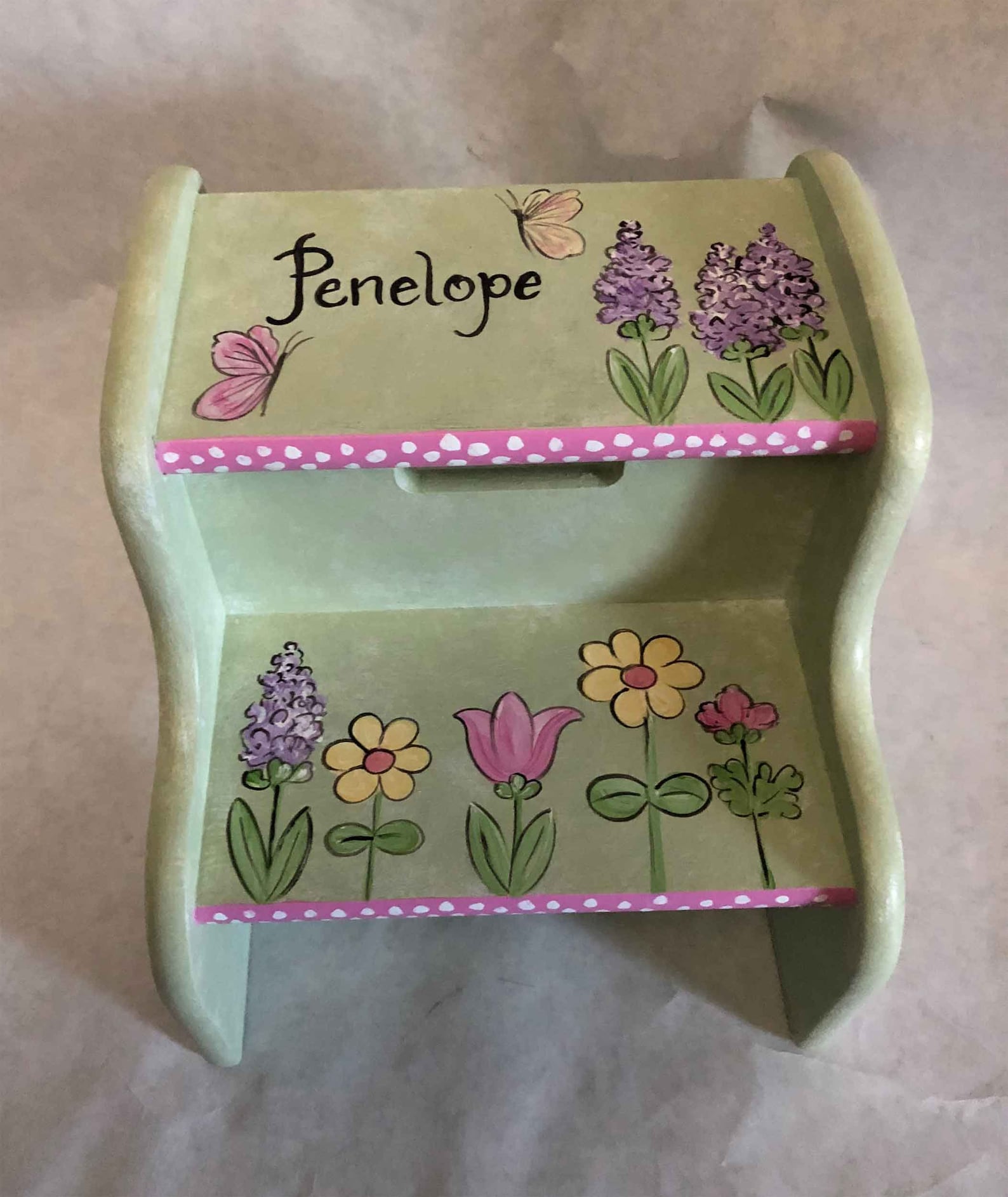 Kids Furniture Hand Painted Step Stool Girls Step Stool Etsy
