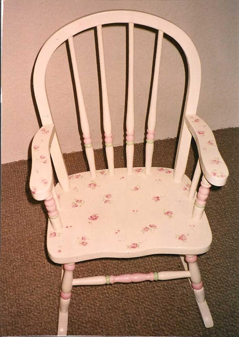 Bow Back child's rocking chair shabby chic rocker hand | Etsy