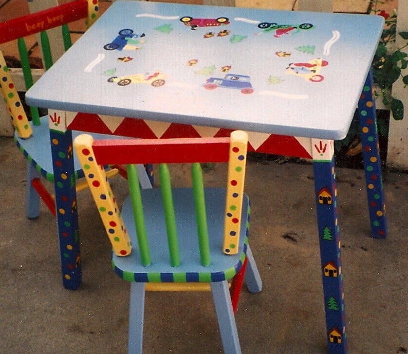Cars Table And Chair Set Hand Painted Boys Chairs Image 0