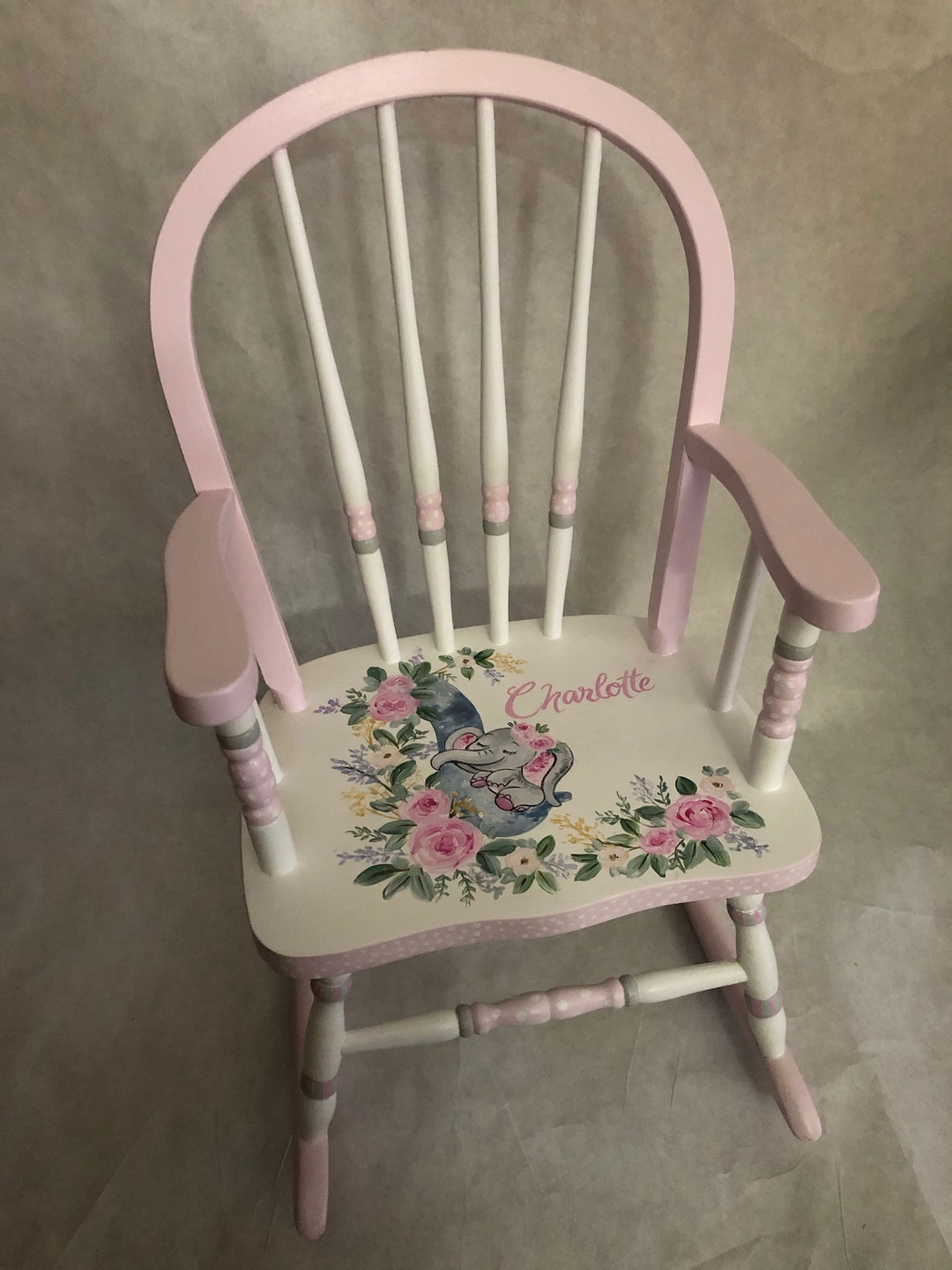 Child's Painted Rocking Chair, Elephant Rocking Chair - Etsy